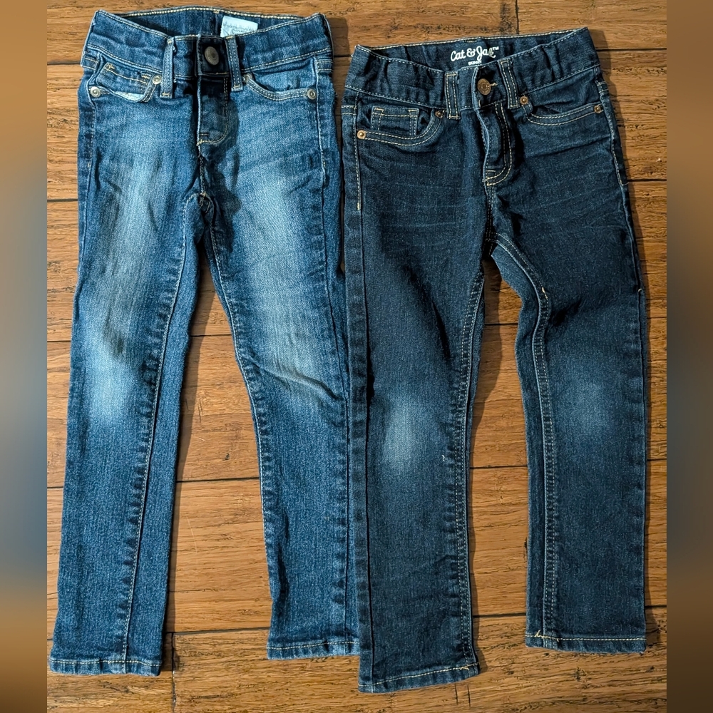 2 pairs girls 4t dark wash skinny jeans